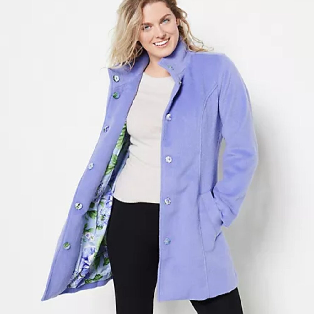 *NWT* Isaac Mizrahi Faux Alpaca Coat with Stand Collar - 18W